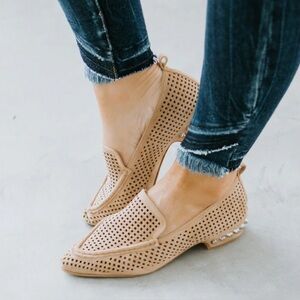 JEFFREY CAMPBELL Barnett Stud Perforated Leather Flats Loafers‎ Women’s Size 8